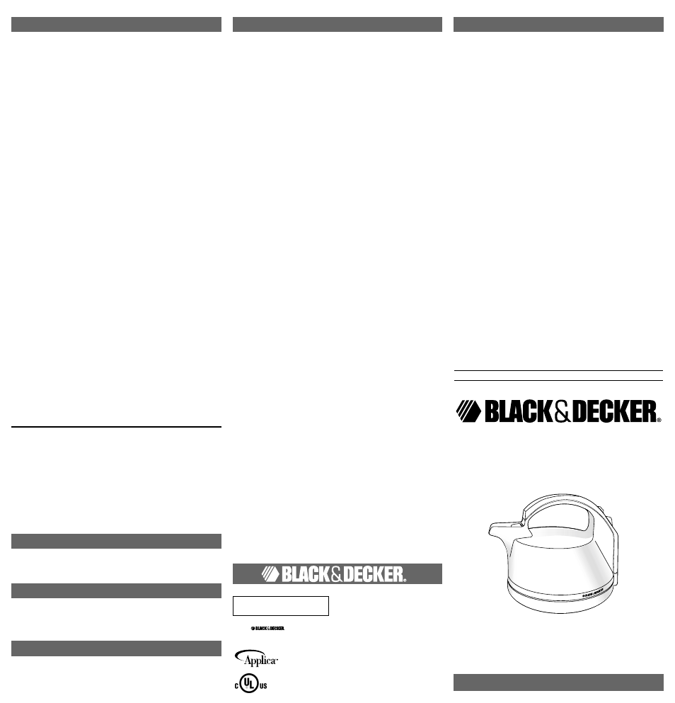 Black & Decker KE2000 User Manual | 2 pages