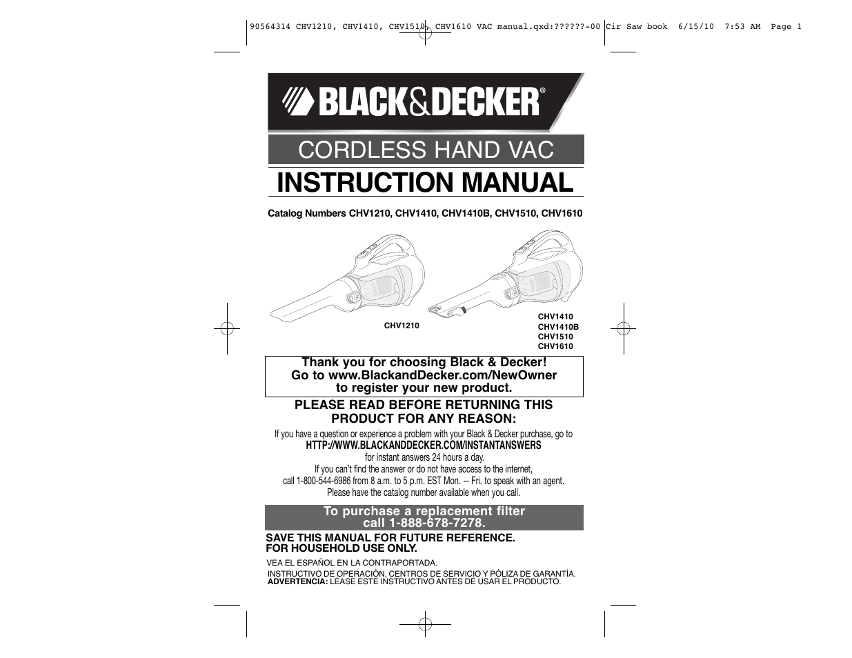 Black & Decker CHV1510 User Manual | 32 pages