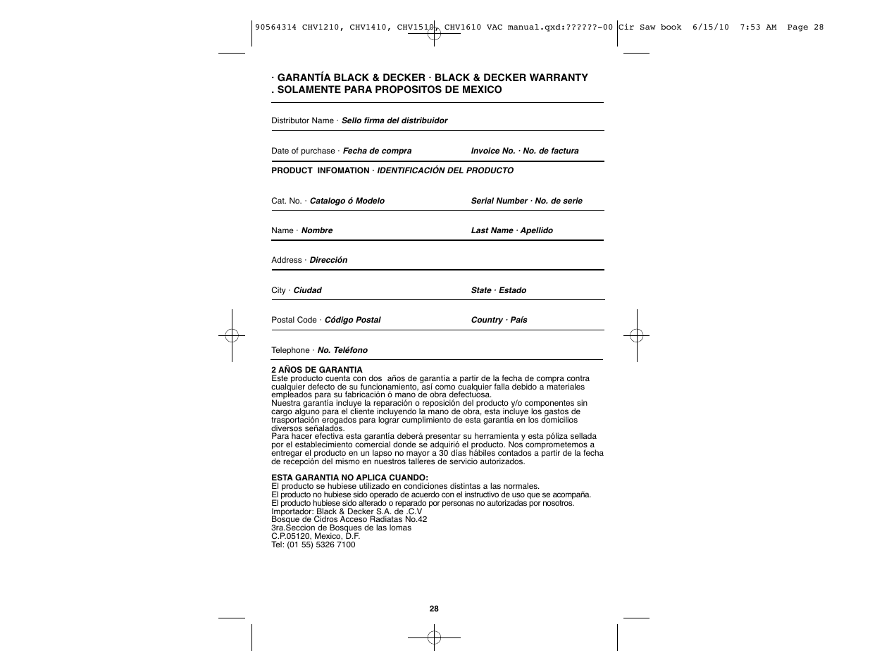 Black & Decker CHV1510 User Manual | Page 28 / 32