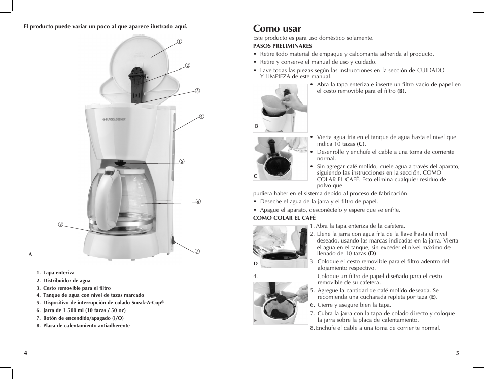 Como usar | Black & Decker VersaBrew DCM111100W User Manual | Page 3 / 11