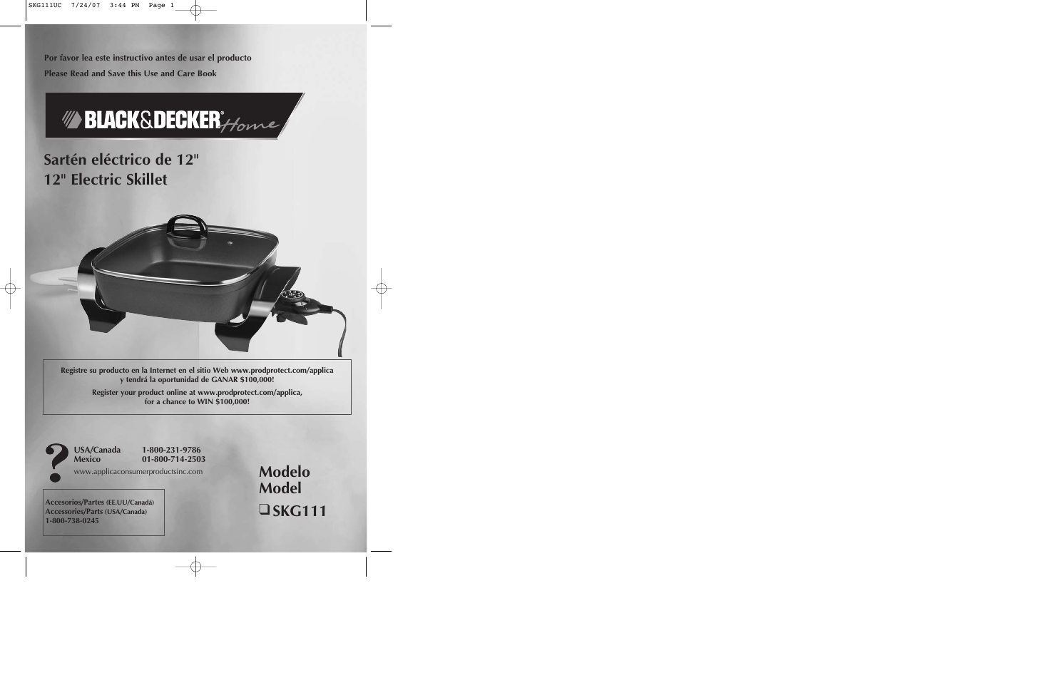 Black & Decker SKG111 User Manual | 15 pages