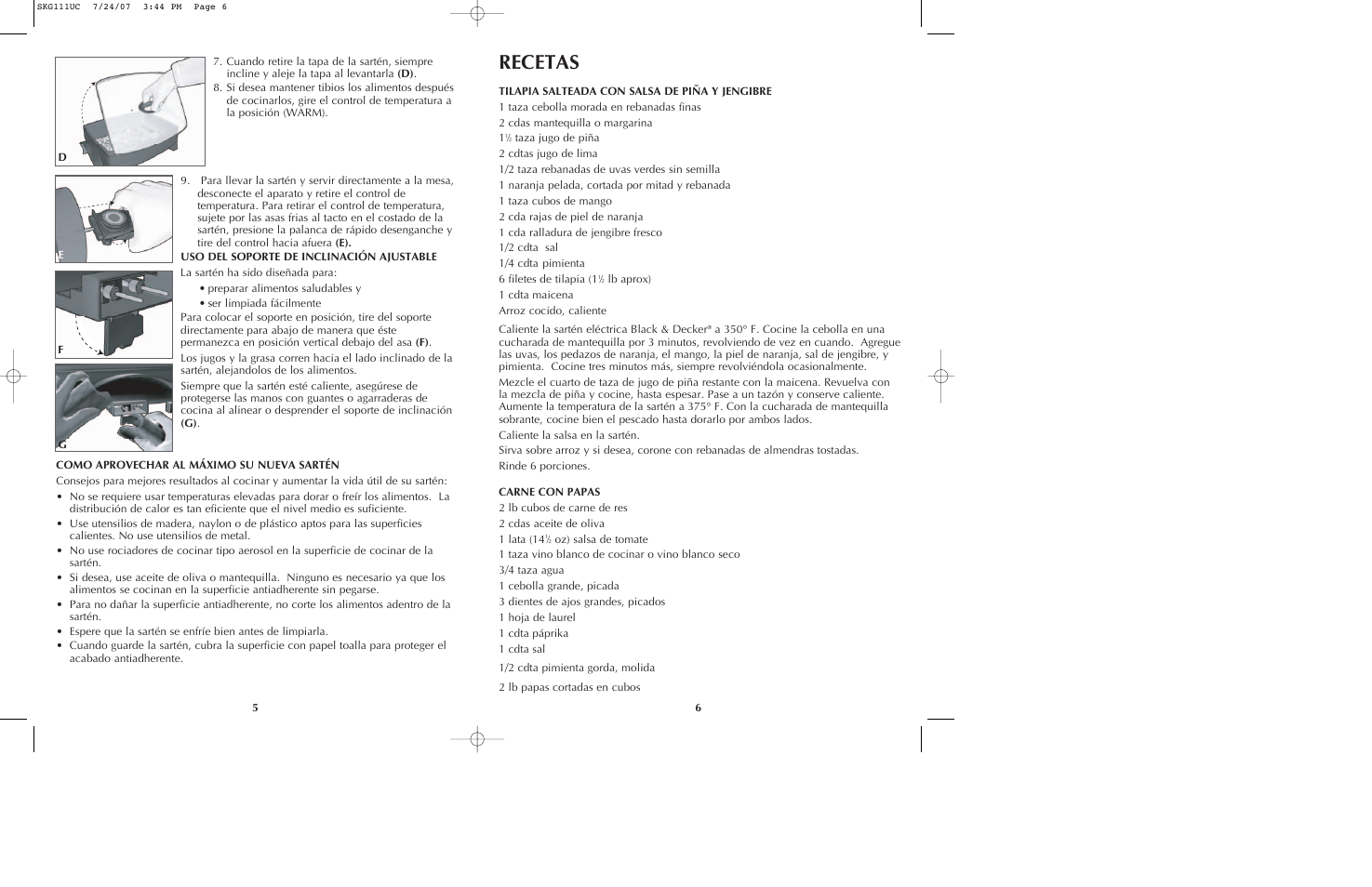 Recetas | Black & Decker SKG111 User Manual | Page 4 / 15