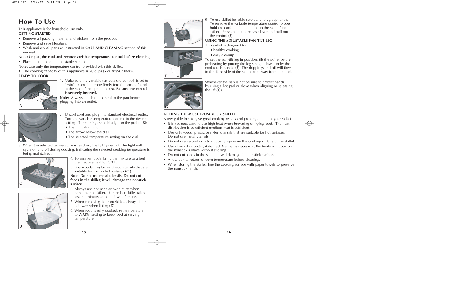 How to use | Black & Decker SKG111 User Manual | Page 9 / 15