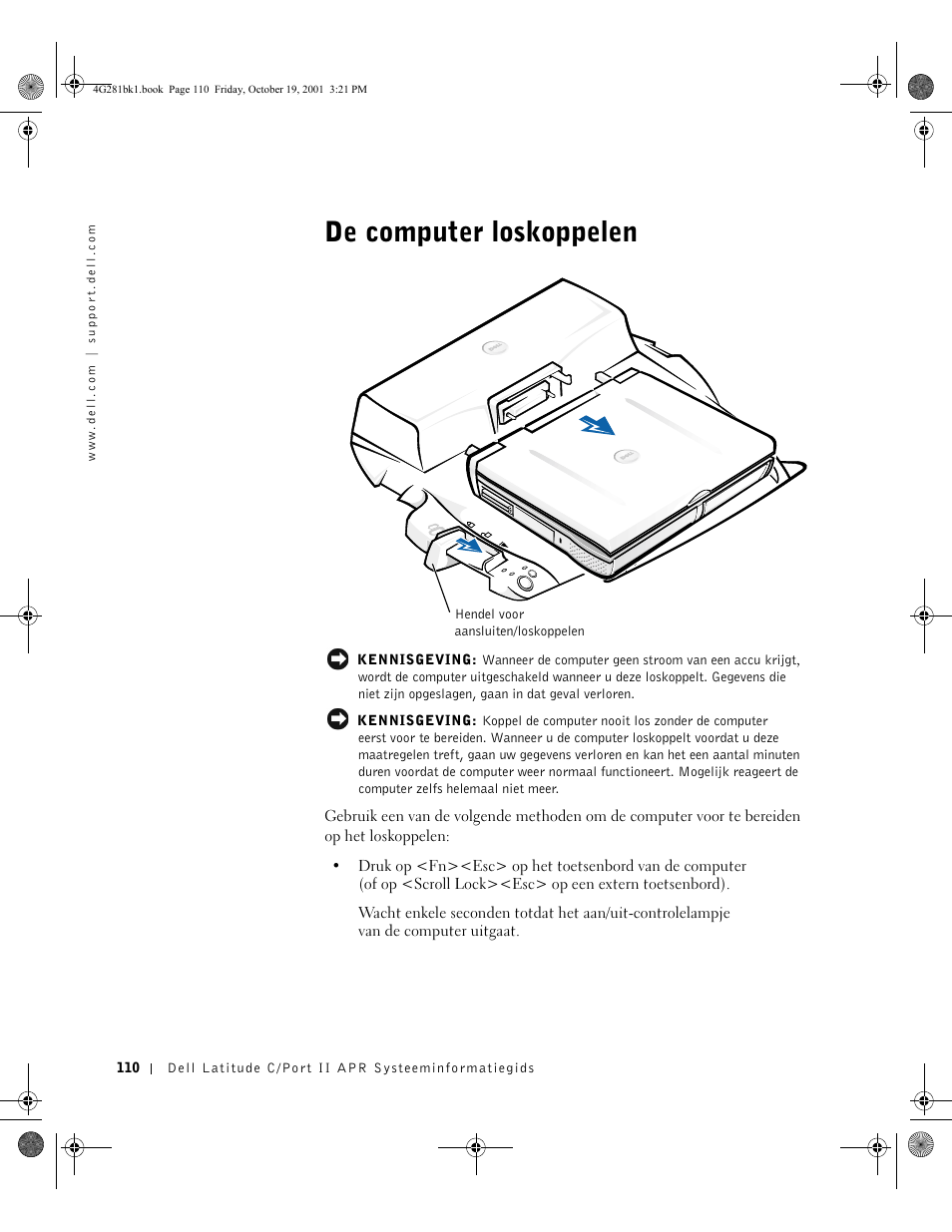 De computer loskoppelen | Dell C/Port II APR User Manual | Page 112 / 438