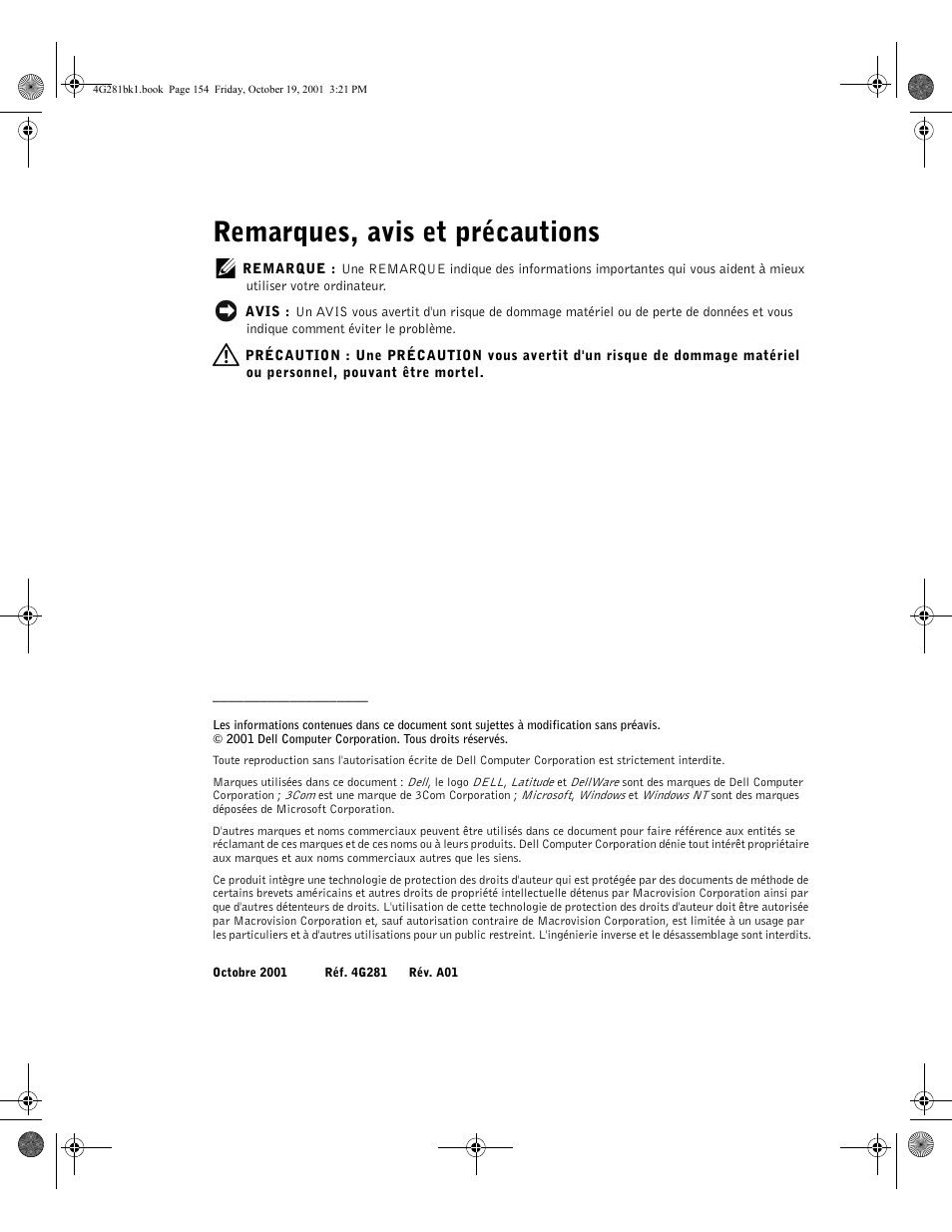 Remarques, avis et précautions | Dell C/Port II APR User Manual | Page 156 / 438