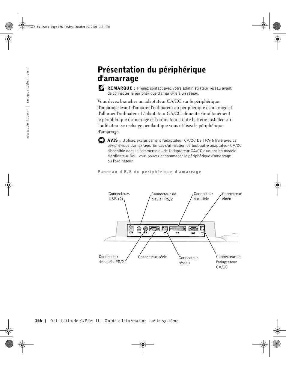 Présentation du périphérique d'amarrage | Dell C/Port II APR User Manual | Page 158 / 438