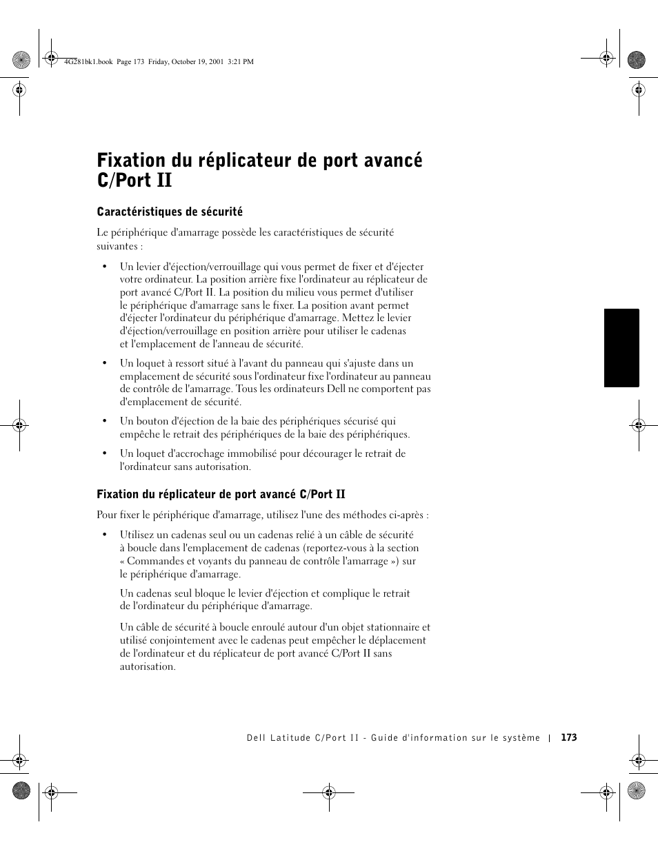 Fixation du réplicateur de port avancé c/port ii | Dell C/Port II APR User Manual | Page 175 / 438