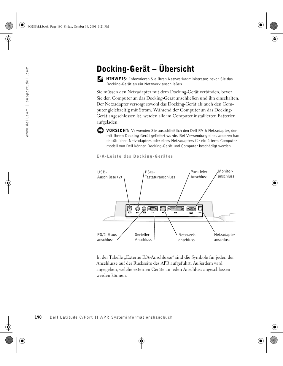 Docking-gerät – übersicht | Dell C/Port II APR User Manual | Page 192 / 438