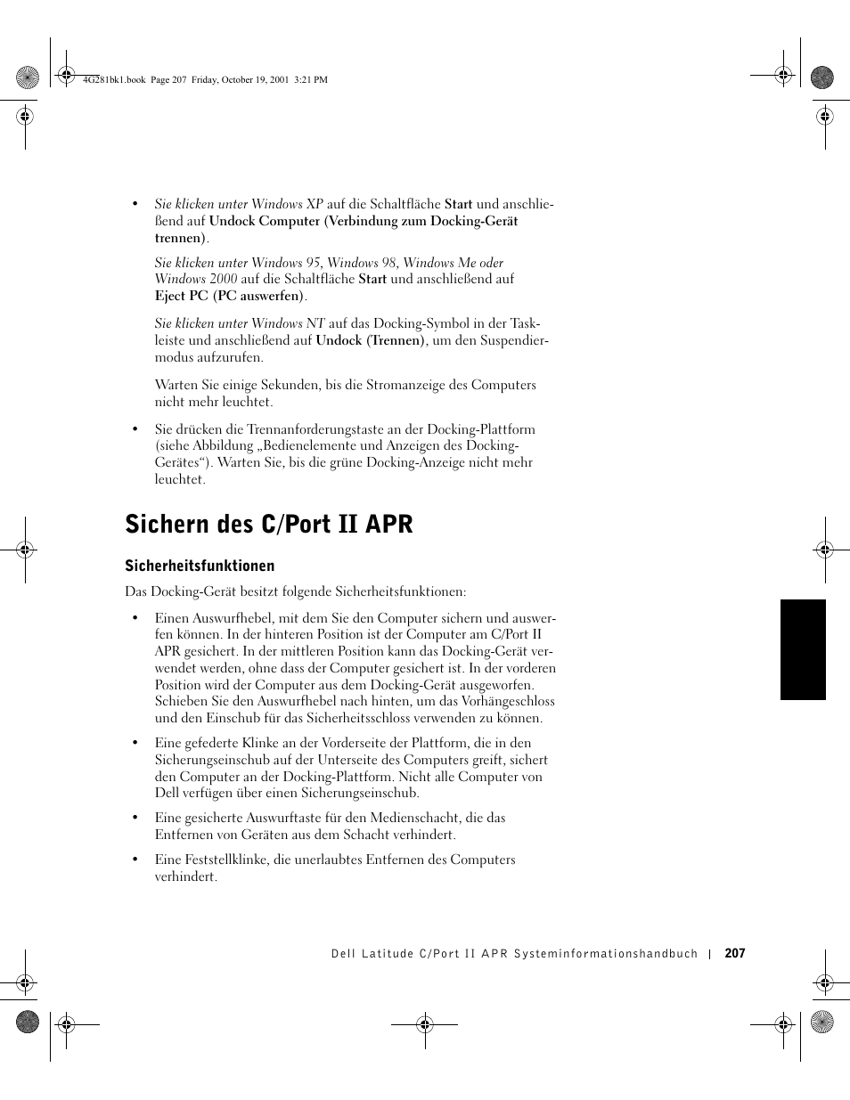 Sichern des c/port ii apr | Dell C/Port II APR User Manual | Page 209 / 438