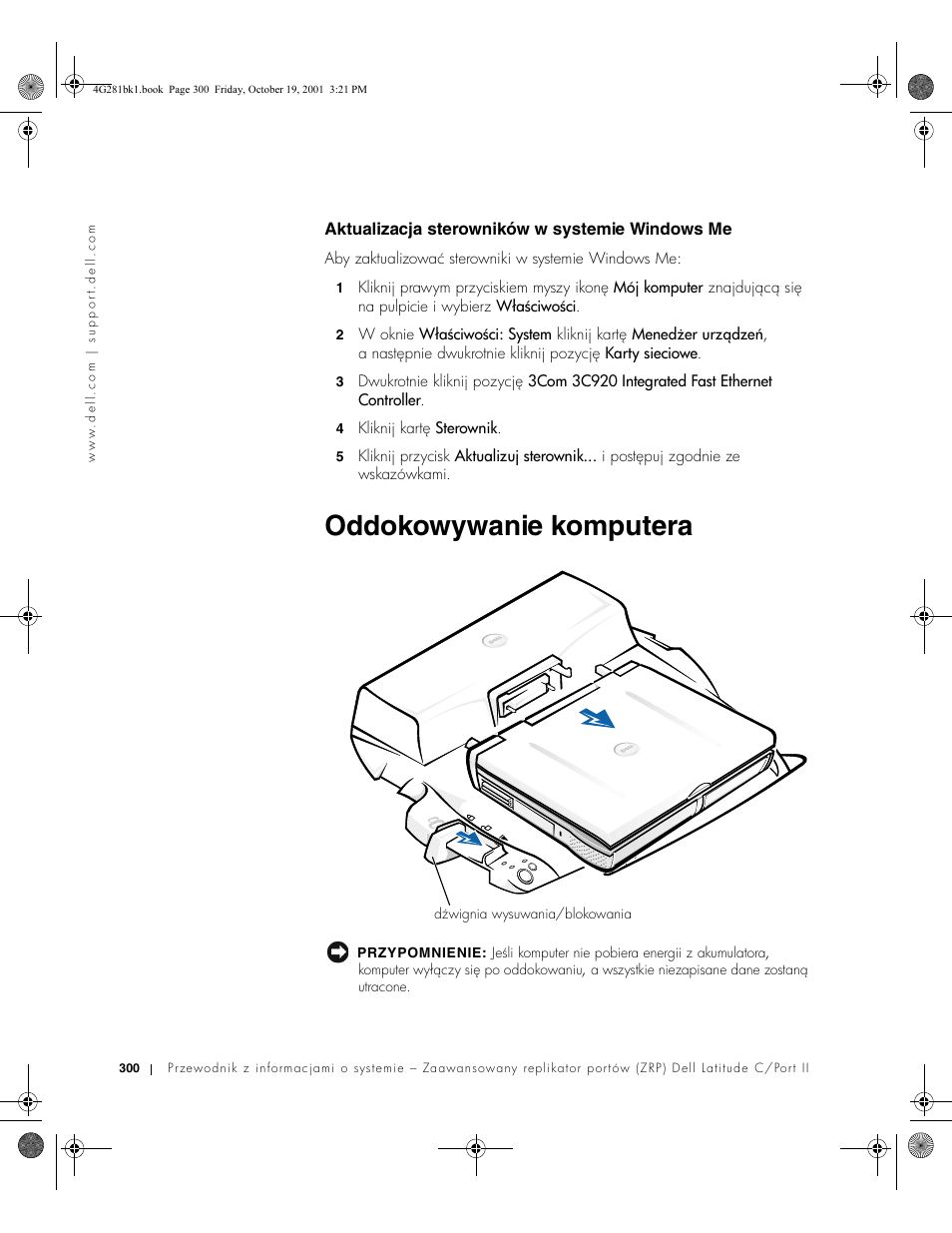 Oddokowywanie komputera | Dell C/Port II APR User Manual | Page 302 / 438