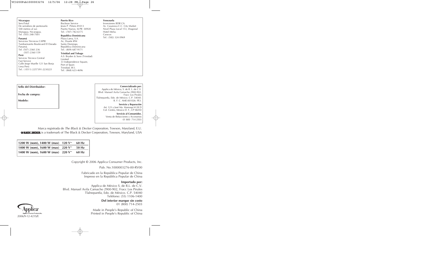 Black & Decker VC3200 User Manual | Page 14 / 14