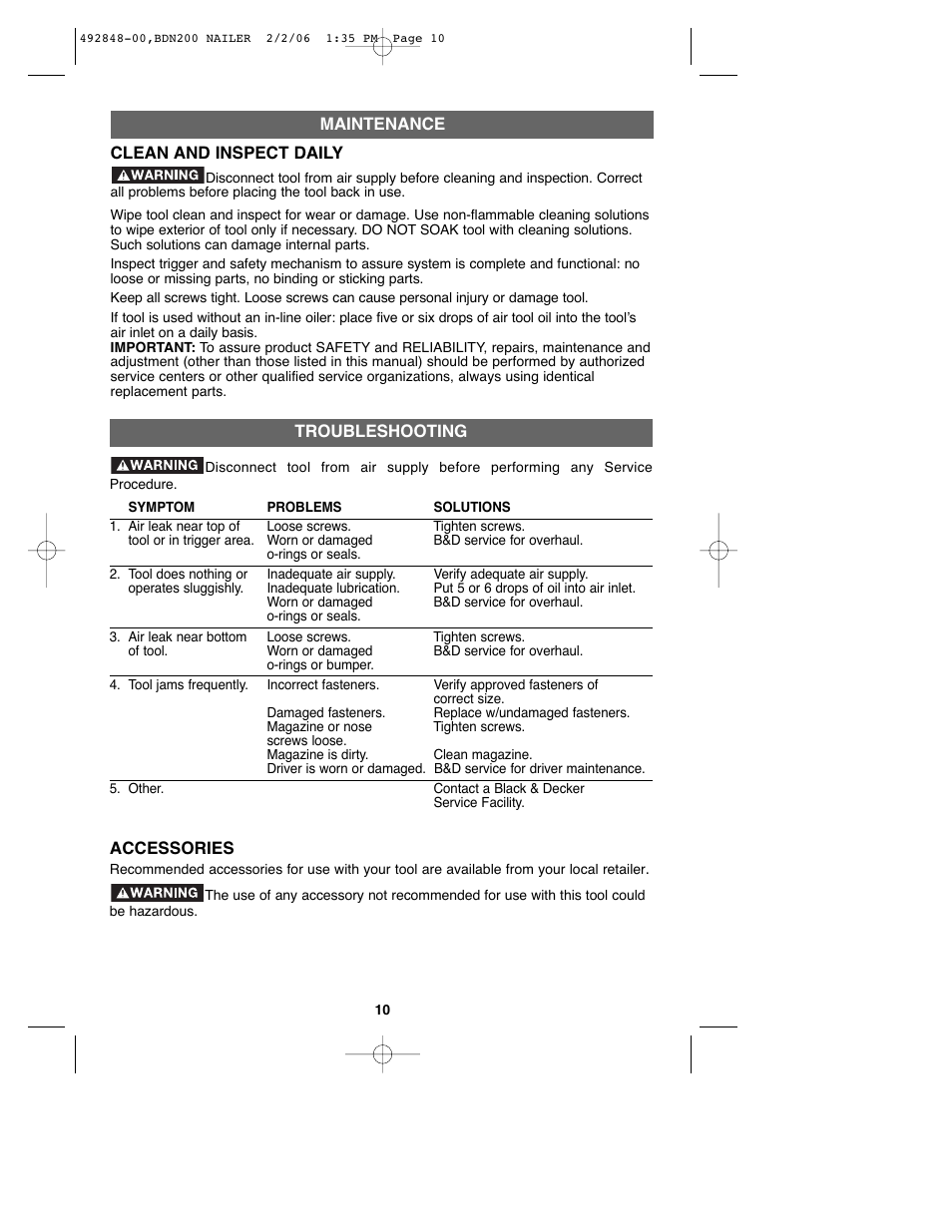 Black & Decker BDN200 User Manual | Page 10 / 34