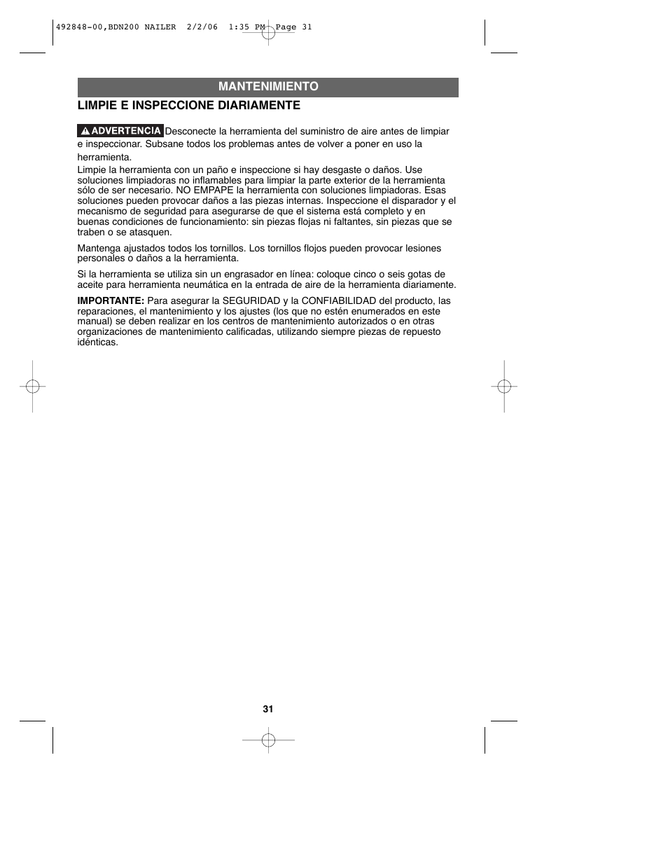 Black & Decker BDN200 User Manual | Page 31 / 34