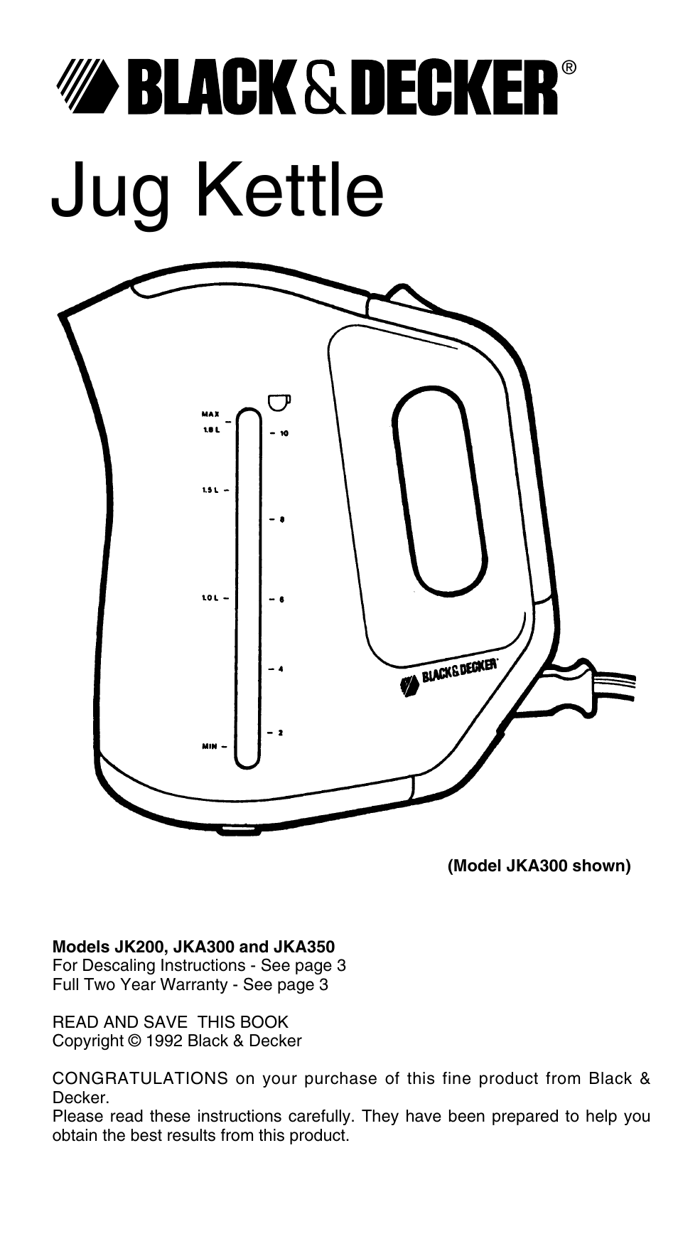 Black & Decker JK200 User Manual | 4 pages