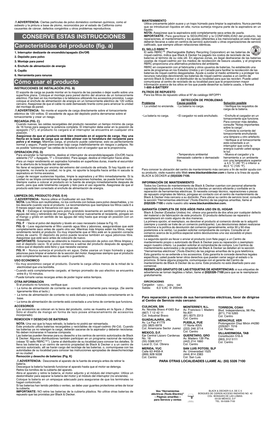 Conserve estas instrucciones | Black & Decker Dust Buster CWV8400 User Manual | Page 4 / 4