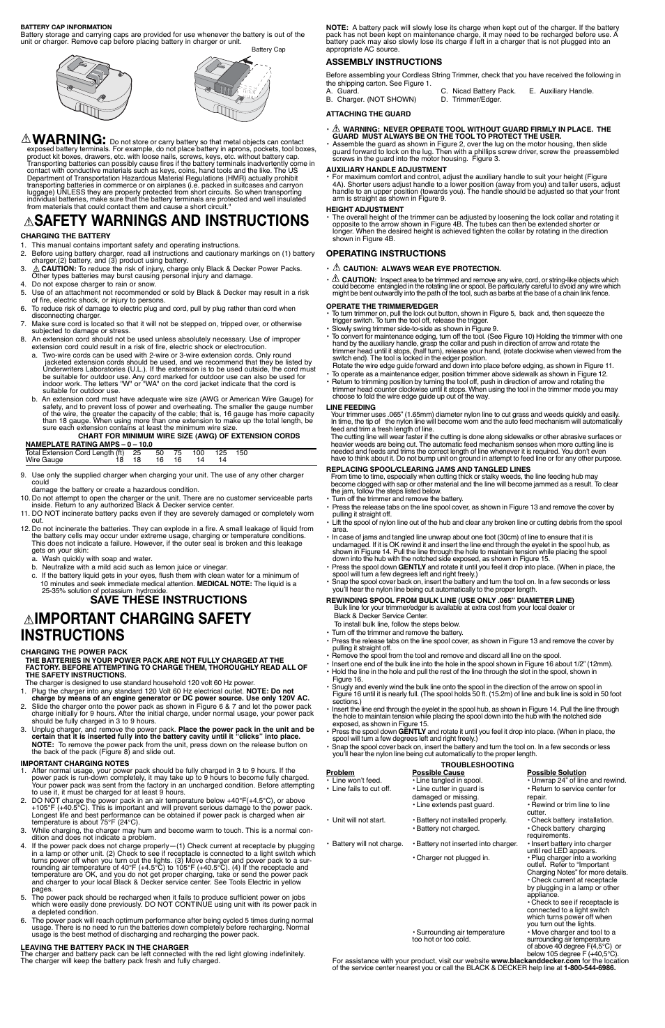 Safety warnings and instructions, Important charging safety instructions, Warning | Save these instructions | Black & Decker 90509965 User Manual | Page 2 / 7