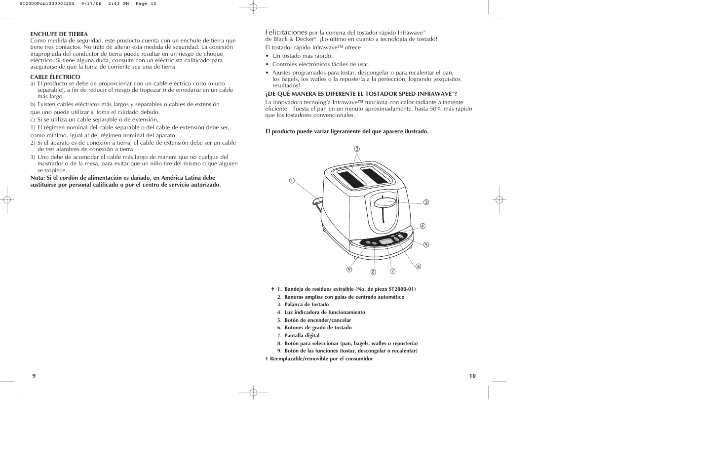 Felicitaciones | Black & Decker INFRAWAVE ST2000 User Manual | Page 6 / 15