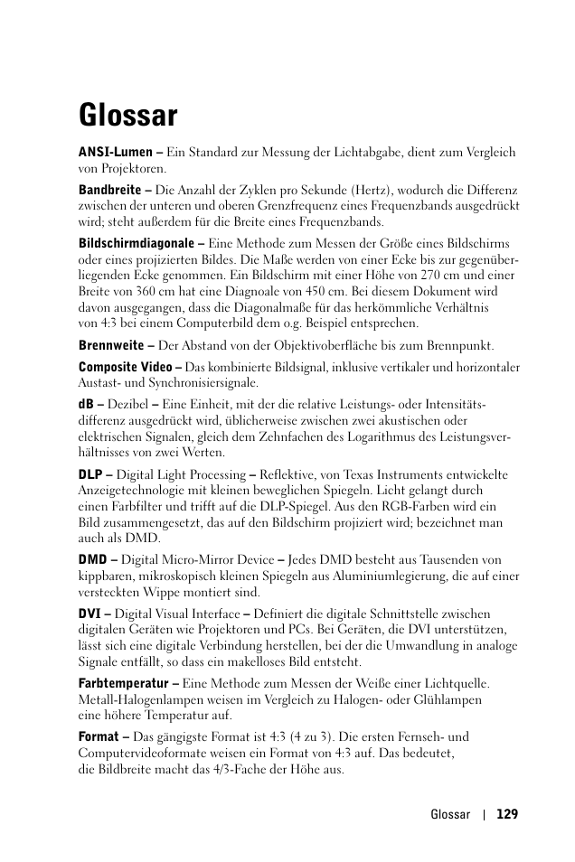 Glossar | Dell 1100MP User Manual | Page 129 / 976