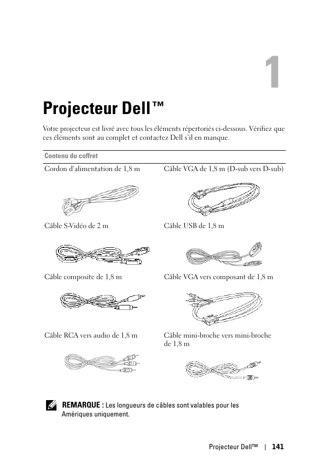 Projecteur dell, 1 projecteur dell | Dell 1100MP User Manual | Page 141 / 976