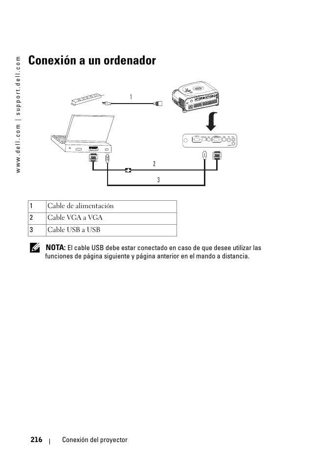 Conexión a un ordenador | Dell 1100MP User Manual | Page 216 / 976