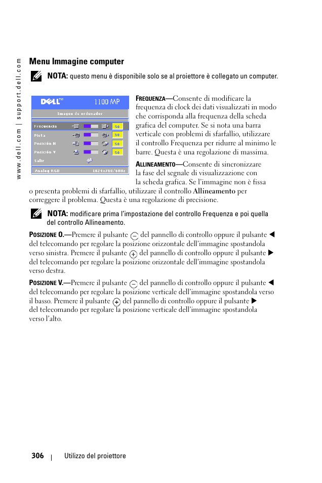 Menu immagine computer | Dell 1100MP User Manual | Page 306 / 976