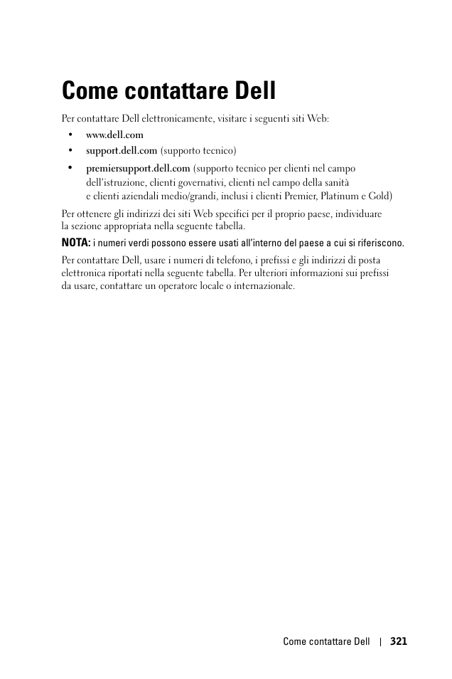 Come contattare dell | Dell 1100MP User Manual | Page 321 / 976