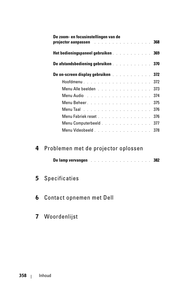 4 problemen met de projector oplossen | Dell 1100MP User Manual | Page 358 / 976