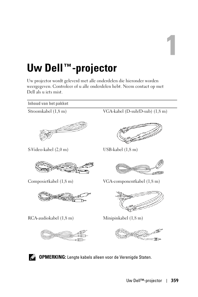 Uw dell™-projector, 1 uw dell™-projector, Uw dell ™-projector | Dell 1100MP User Manual | Page 359 / 976