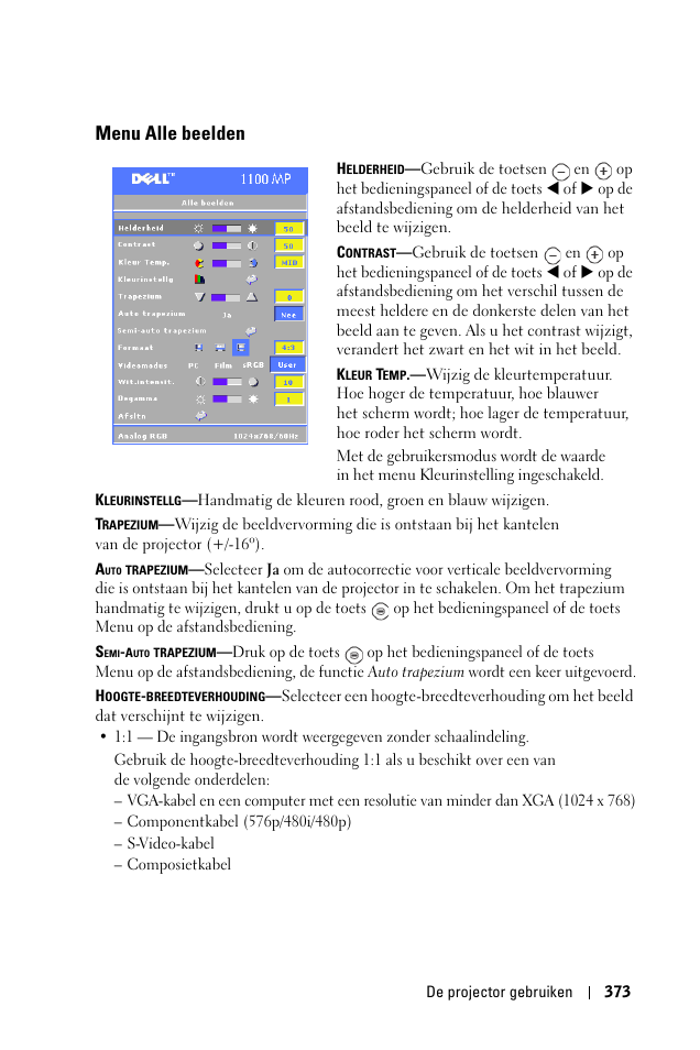 Menu alle beelden | Dell 1100MP User Manual | Page 373 / 976