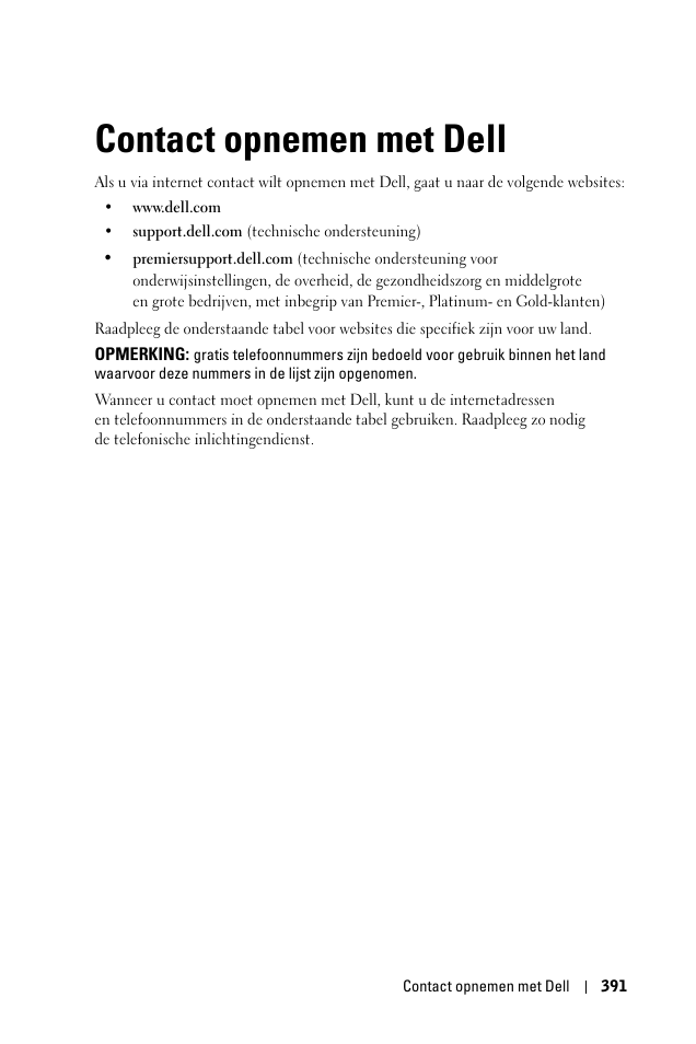 Contact opnemen met dell, 6 contact opnemen met dell | Dell 1100MP User Manual | Page 391 / 976
