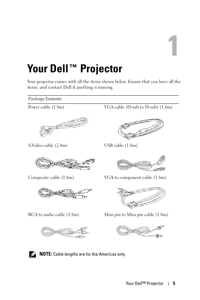 Your dell™ projector, 1 your dell™ projector, Your dell ™ projector | Dell 1100MP User Manual | Page 5 / 976