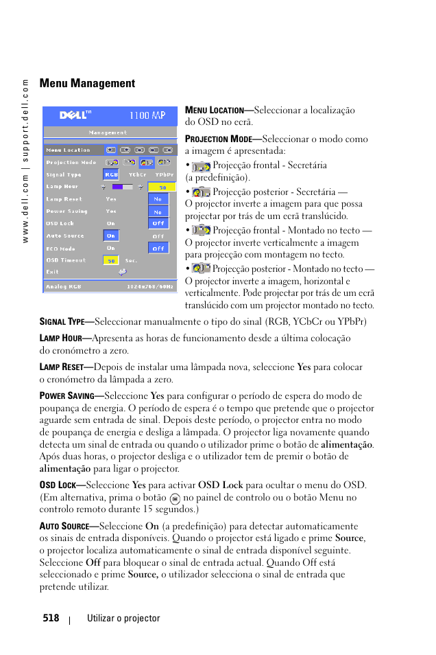 Menu management | Dell 1100MP User Manual | Page 518 / 976