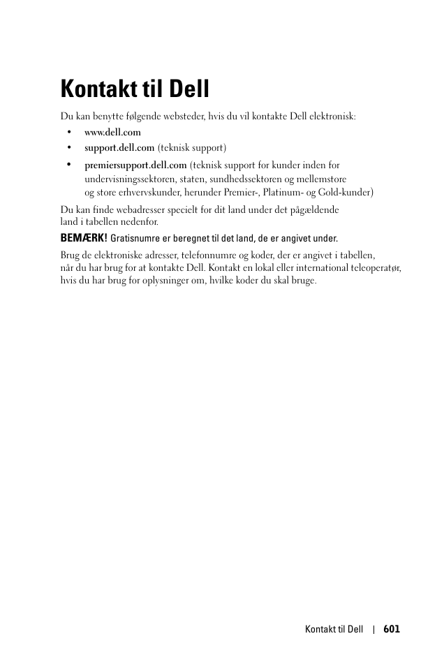 Kontakt til dell, 6 kontakt til dell | Dell 1100MP User Manual | Page 601 / 976