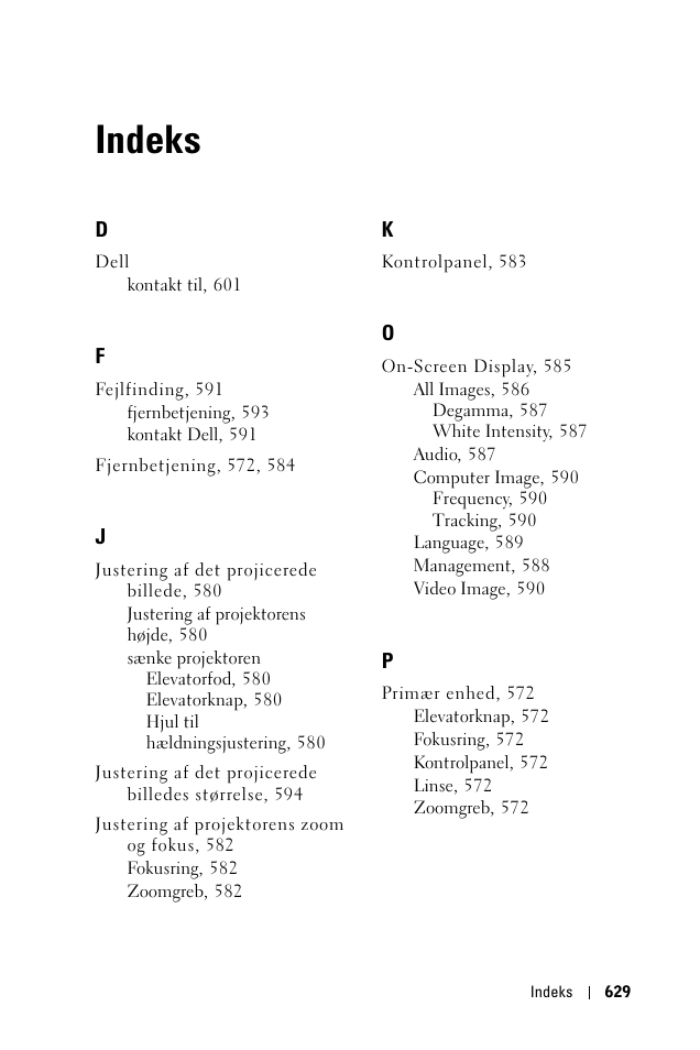 Indeks | Dell 1100MP User Manual | Page 629 / 976