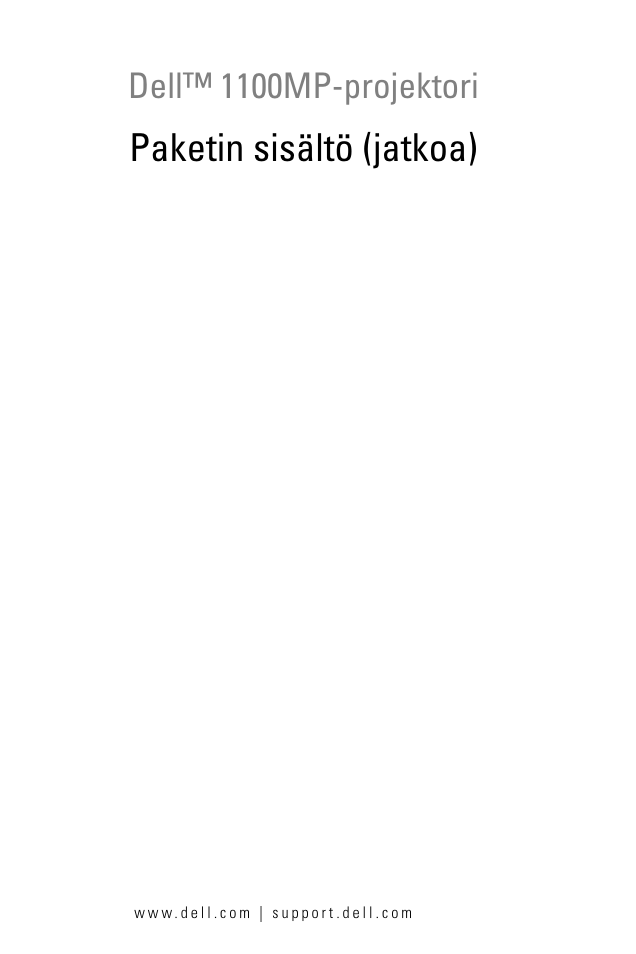 Paketin sisältö (jatkoa), Dell™ 1100mp-projektori | Dell 1100MP User Manual | Page 633 / 976