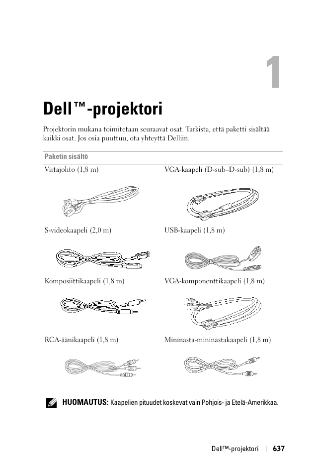 Dell™-projektori, 1 dell™-projektori, Dell ™-projektori | Dell 1100MP User Manual | Page 637 / 976