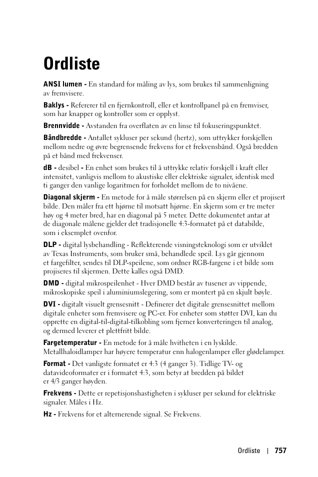 Ordliste | Dell 1100MP User Manual | Page 757 / 976