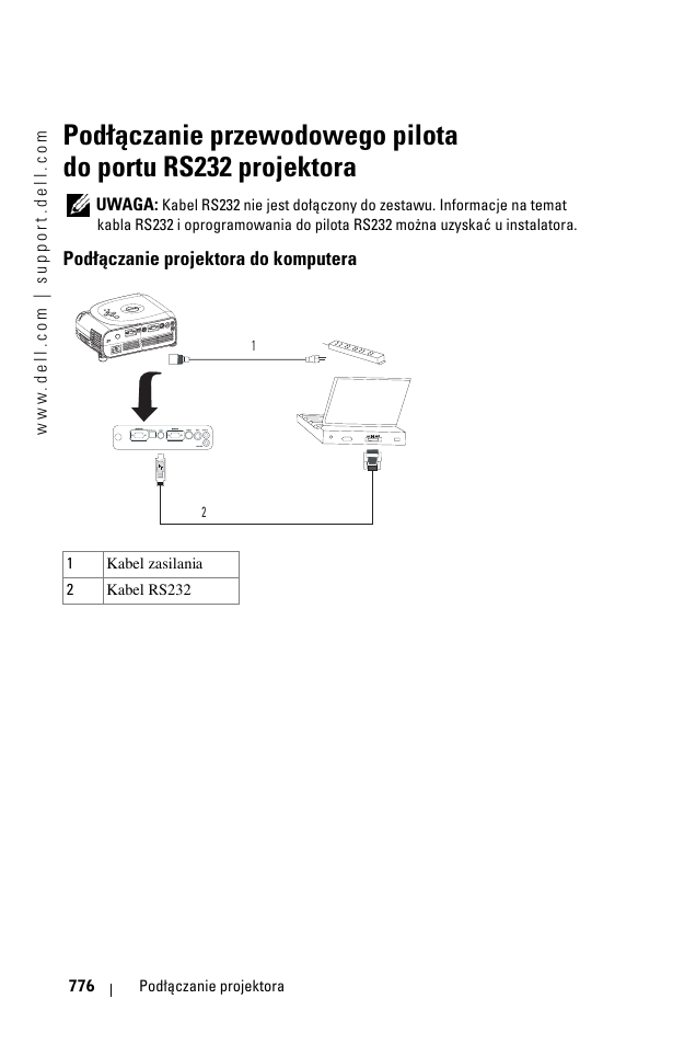 Pod¸¶czanie projektora do komputera, Podłączanie projektora do komputera | Dell 1100MP User Manual | Page 776 / 976