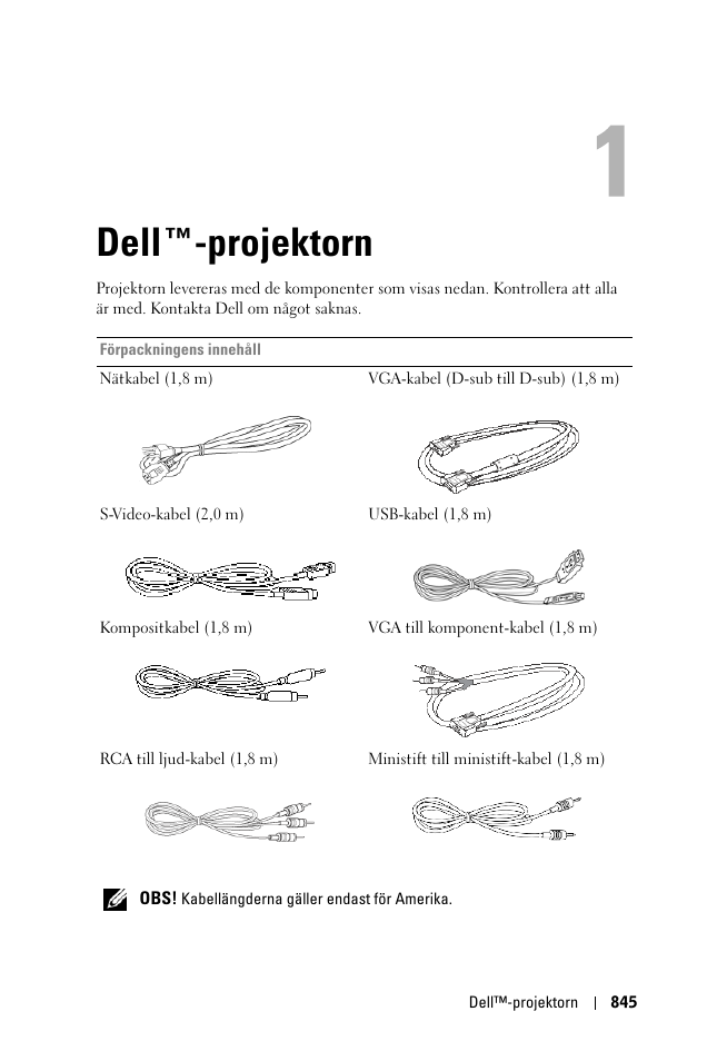 Dell™-projektorn, 1 dell™-projektorn, Dell ™-projektorn | Dell 1100MP User Manual | Page 845 / 976