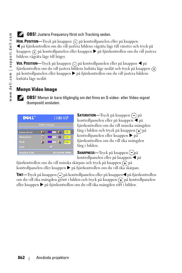 Menyn video image | Dell 1100MP User Manual | Page 862 / 976