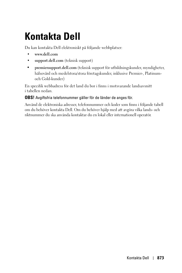 Kontakta dell, 6 kontakta dell | Dell 1100MP User Manual | Page 873 / 976