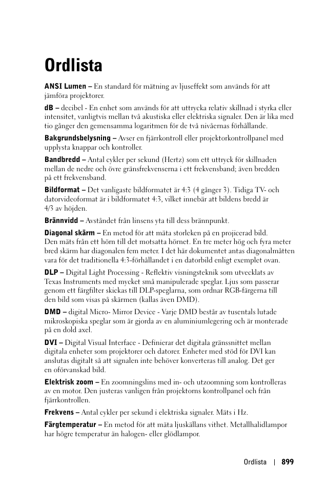 Ordlista | Dell 1100MP User Manual | Page 899 / 976