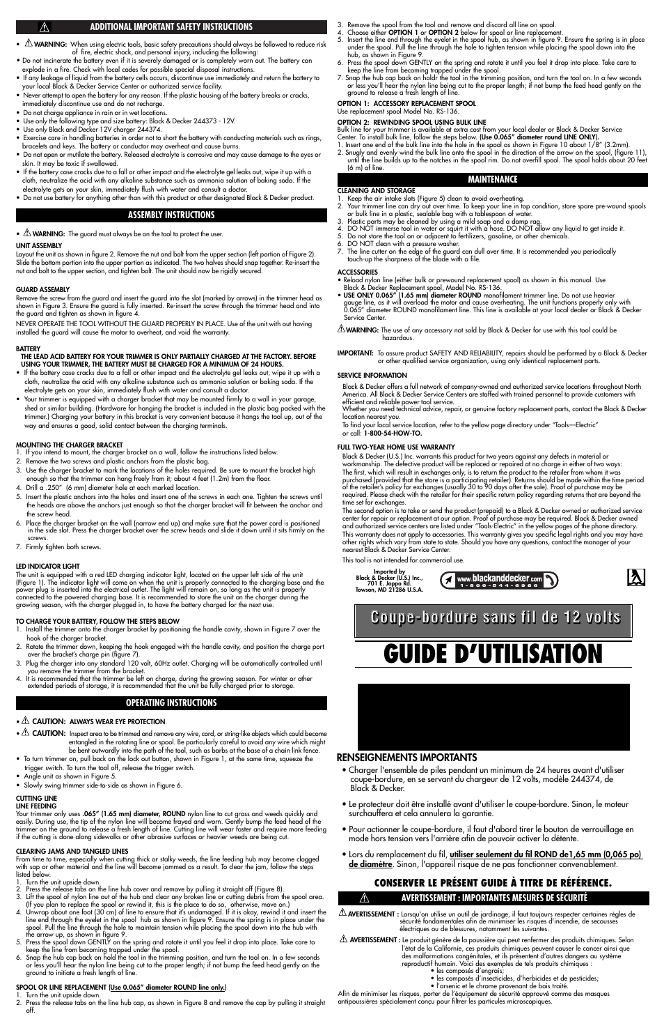 Guide d’utilisation | Black & Decker CST800 User Manual | Page 2 / 5