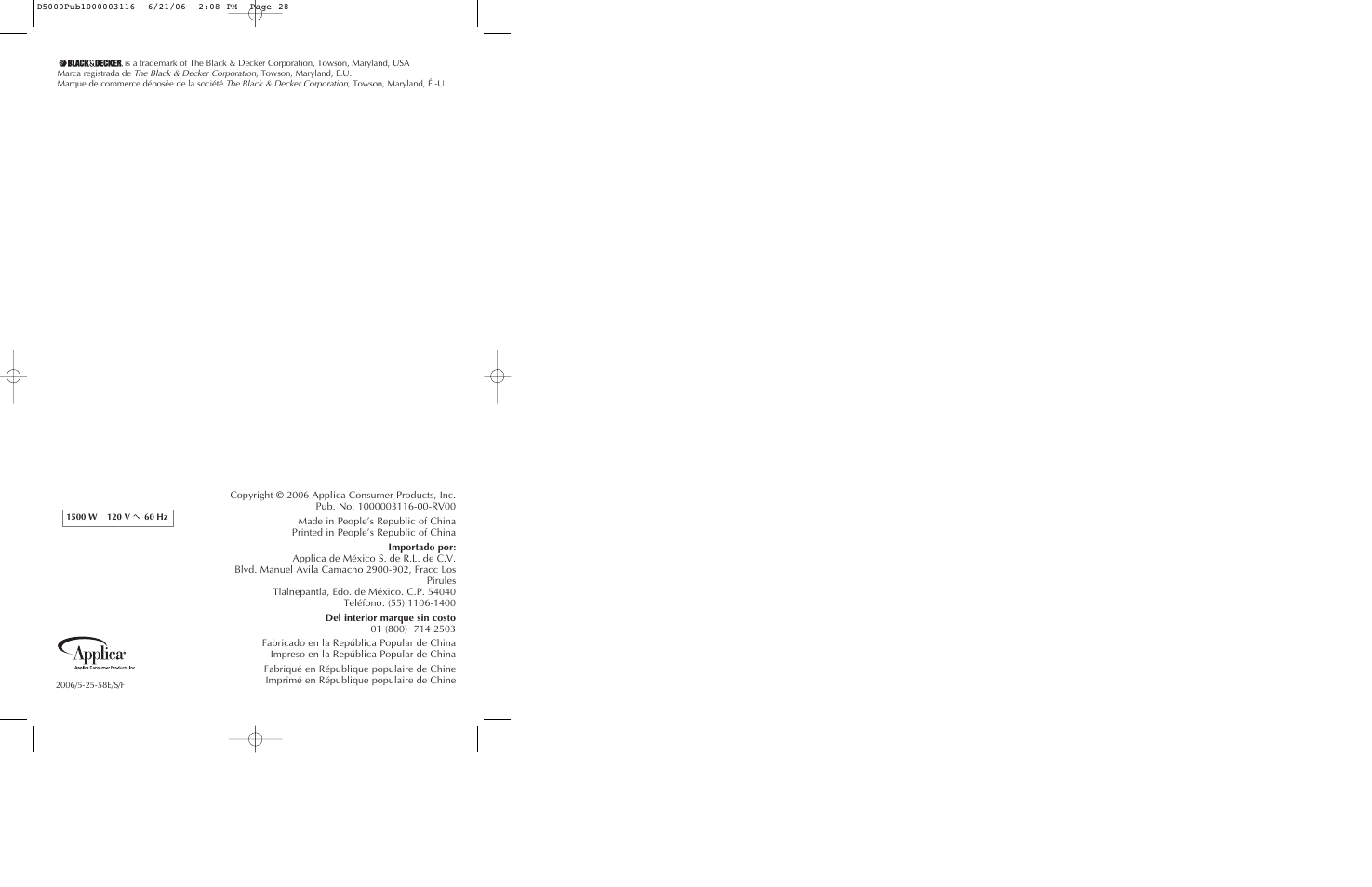 Black & Decker D5500 User Manual | Page 15 / 15