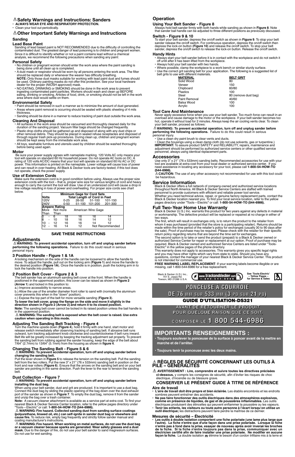 Importants renseignements | Black & Decker DS321 User Manual | Page 2 / 5