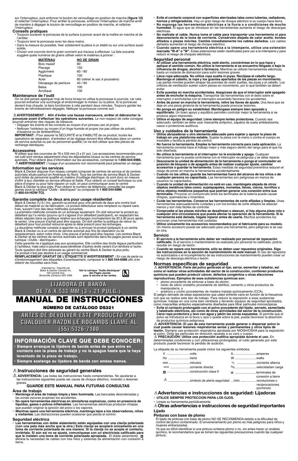 Manual de instrucciones | Black & Decker DS321 User Manual | Page 4 / 5
