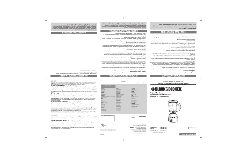 Black & Decker BLD100 User Manual | 2 pages