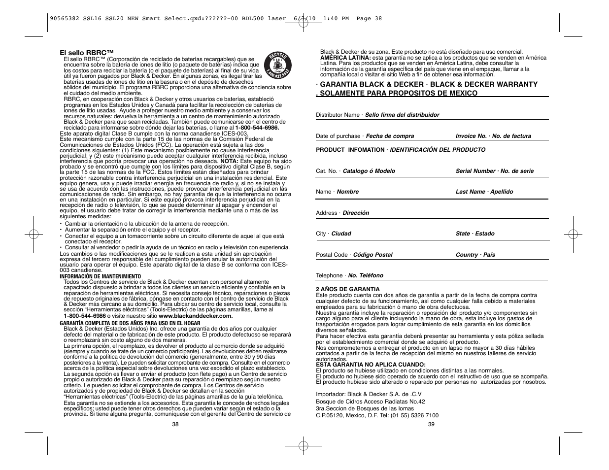 Black & Decker SSL20 User Manual | Page 20 / 21