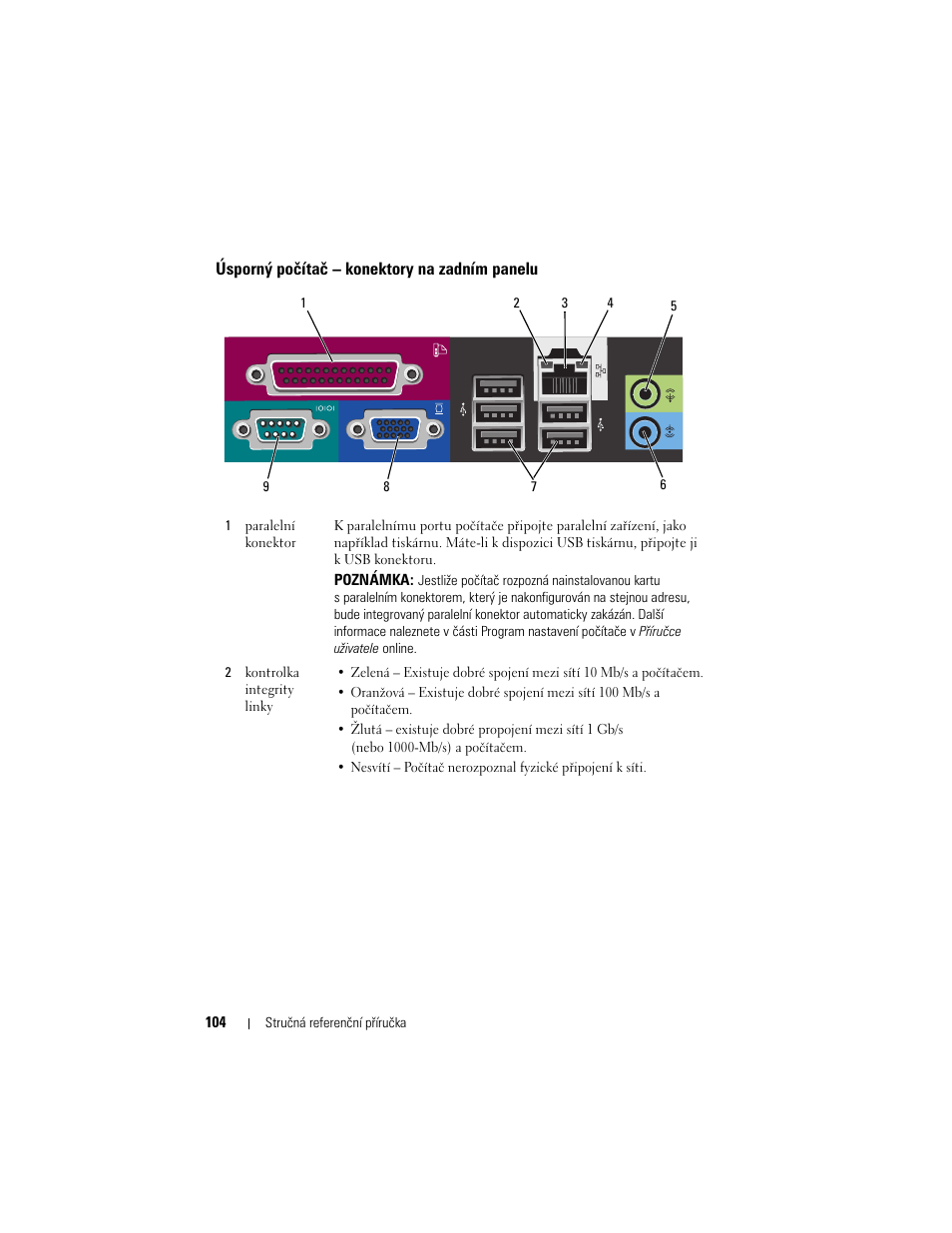 Úsporný počítač – konektory na zadním panelu | Dell OptiPlex 740 User Manual | Page 104 / 532
