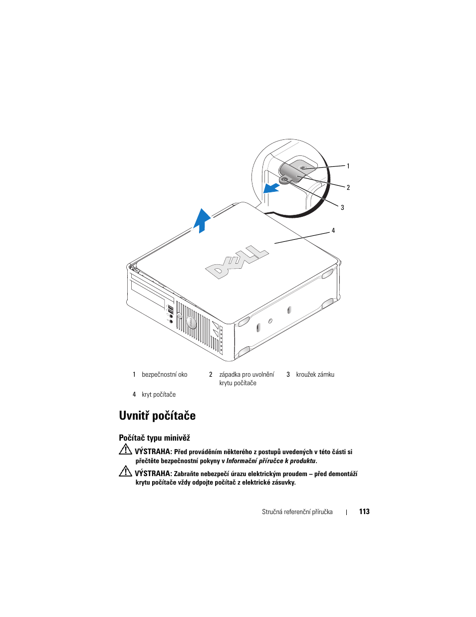 Uvnitř počítače, Počítač typu minivěž | Dell OptiPlex 740 User Manual | Page 113 / 532